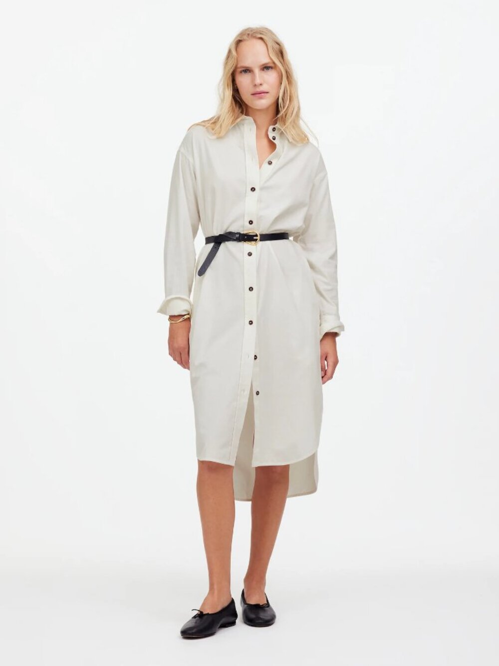 Madewell Corduroy Long Sleeve Button Up Midi Shirtdress White Plus Size XXL NWT